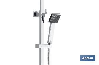 Shower column with single-handle tap | Square overhead shower head | Adjustable in height - Cofan