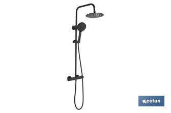 Extensible shower column with thermostatic mixer tap | Bathroom fitting with matt black finish - Cofan