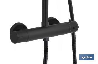 Extensible shower column with thermostatic mixer tap | Bathroom fitting with matt black finish - Cofan