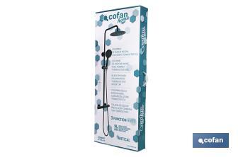 Extensible shower column with thermostatic mixer tap | Bathroom fitting with matt black finish - Cofan