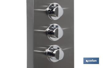 Painel de duche com 4 funções | Material: Aço inoxidável 304 | Chuveiro em latão | Dimensões: 129 x 22,3 cm - Cofan