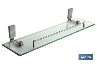 Estante de Vidro e Aço Inox 304 Satinado | Modelo Madeira | Medida: 51,2 x 11,7 x 5,6 cm - Cofan