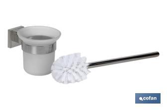 Escobillero para Baño Circular | Modelo Marvao | En Acero Inoxidable 304 Brillo | Medida 42 x 12 x 12 cm - Cofan