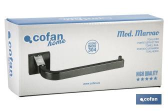 Toallero de Acero Inoxidable 304 Satinado | Modelo Marvao | Medida 24,7 x 8,3 x 5,3 cm - Cofan