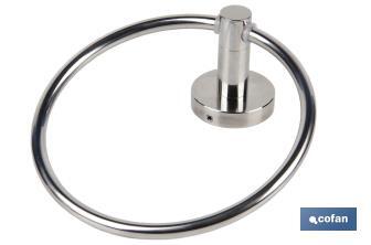 304 stainless-steel towel ring | Polished finish | Lagoa Model | Size: 17 x 14.2 x 6.5cm - Cofan