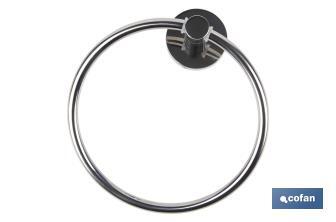 304 stainless-steel towel ring | Polished finish | Lagoa Model | Size: 17 x 14.2 x 6.5cm - Cofan