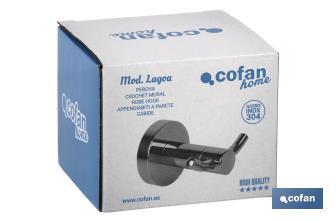 Percha de baño para colgar ropa | Modelo Lagoa | En Acero Inoxidable 304 Brillo | Medida 8 x 7 x 7 cm - Cofan