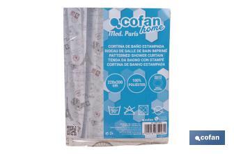 Waterproof shower curtain with a print | Available in different sizes | Curtain rings included - Cofan