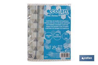 Waterproof shower curtain with triangle print | Available in different sizes | Curtain rings included - Cofan