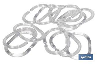 Rings for shower curtains | Pack of 12 rings | Transparent rings - Cofan