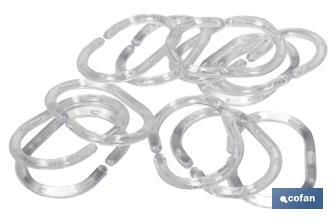 Anillas para Cortinas de Baño | Pack de 12 anillas | Anillas Transparentes - Cofan
