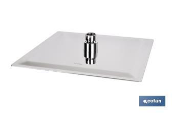 Cabezal de ducha cuadrado orientable | Diseño extrafino | Tecnología antical | Medidas: 24,5 x 24,5 cm | Disponible en acabado negro mate y en acero inoxidable - Cofan