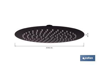 Cabezal de ducha redondo orientable | Diseño extrafino | Tecnología antical | Medidas: Ø24,5 cm | Disponible en acabado negro mate y en acero inoxidable - Cofan