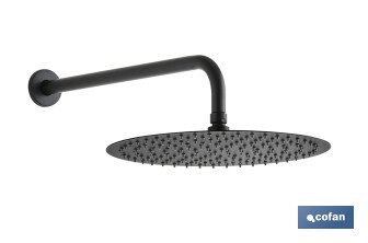 Conjunto de ducha empotrada con diseño redondo y acabado en negro mate | Ducha monomando 2 vías | Instalación en la pared | Rociador con 2 funciones - Cofan