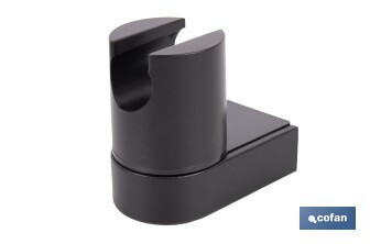 Soporte de ducha para pared | Material: ABS resistente | Soporte ajustable | Medidas: 4 x 6 x 6,5 cm | Disponible en acabado negro - Cofan