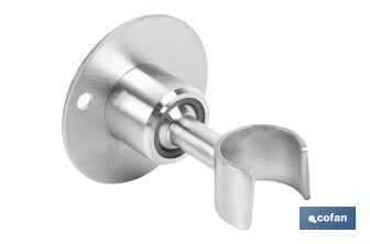 Soporte de ducha para pared | Material: acero inoxidable | Diámetro: 5,5 cm | Fácil instalación | Disponible en dos acabados diferentes - Cofan