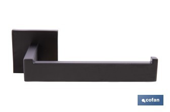 Portarrollos negro mate | Material: acero inoxidable | Diseño cuadrado | Kit de fijación incluido | Medidas: 16 x 8 x 5,5 cm - Cofan