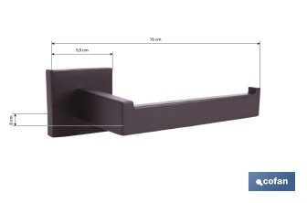 Portarrollos negro mate | Material: acero inoxidable | Diseño cuadrado | Kit de fijación incluido | Medidas: 16 x 8 x 5,5 cm - Cofan
