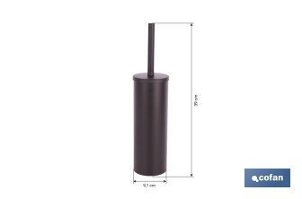 Escobillero de baño negro mate | Material: acero inoxidable | Diseño redondo | Medidas: 9,1 x 9,1 x 39 cm - Cofan