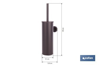 Escobillero de pared negro mate | Material: acero inoxidable | Diseño redondo | Medidas: 9,1 x 12,9 x 39 cm - Cofan