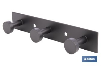 Perchero de pared negro | Material: acero inoxidable | Resistente y elegante | Disponible con diferentes colgadores - Cofan