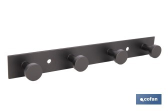 Perchero de pared negro | Material: acero inoxidable | Resistente y elegante | Disponible con diferentes colgadores - Cofan