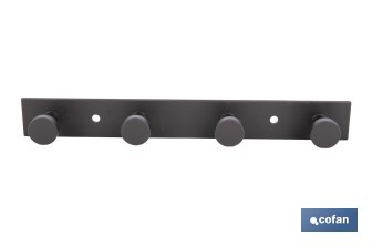 Perchero de pared negro | Material: acero inoxidable | Resistente y elegante | Disponible con diferentes colgadores - Cofan