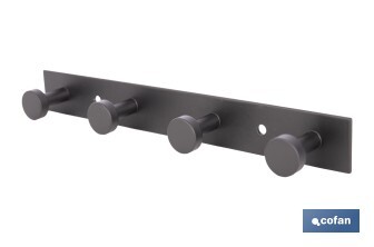 Perchero de pared negro | Material: acero inoxidable | Resistente y elegante | Disponible con diferentes colgadores - Cofan
