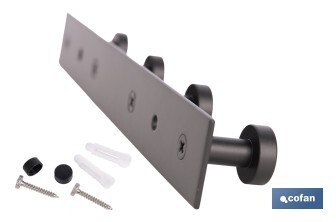 Perchero de pared negro | Material: acero inoxidable | Resistente y elegante | Disponible con diferentes colgadores - Cofan