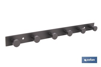 Perchero de pared negro | Material: acero inoxidable | Resistente y elegante | Disponible con diferentes colgadores - Cofan