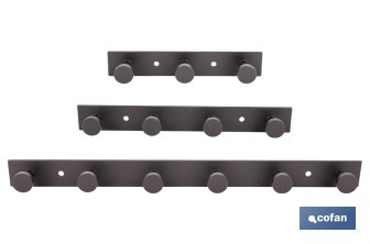 Perchero de pared negro | Material: acero inoxidable | Resistente y elegante | Disponible con diferentes colgadores - Cofan