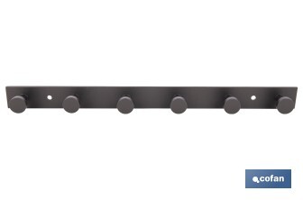 Perchero de pared negro | Material: acero inoxidable | Resistente y elegante | Disponible con diferentes colgadores - Cofan