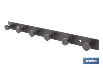 Perchero de pared negro | Material: acero inoxidable | Resistente y elegante | Disponible con diferentes colgadores - Cofan