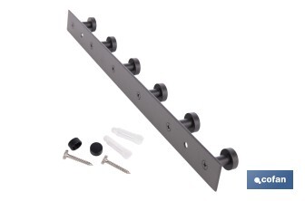Perchero de pared negro | Material: acero inoxidable | Resistente y elegante | Disponible con diferentes colgadores - Cofan