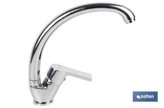 Single-handle sink tap | High C-shaped spout | Ross Model | Brass | Size: 23 x 25 x 4cm - Cofan