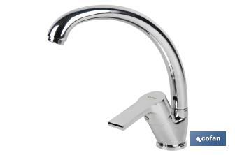 Single-handle sink tap | High C-shaped spout | Ross Model | Brass | Size: 23 x 25 x 4cm - Cofan