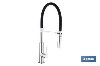 Single-Handle Kitchen Mixer Tap | Flexible Spout | Black | Nyassa Model - Cofan