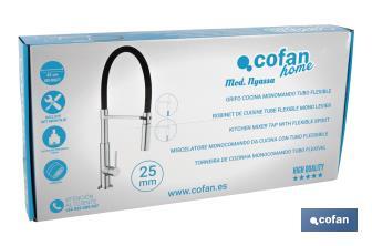 Single-Handle Kitchen Mixer Tap | Flexible Spout | Black | Nyassa Model - Cofan