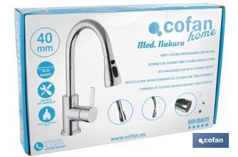 Kitchen Mixer Tap | Single-handle with Shower Spray | Brass with Zinc Alloy Handle - Cofan