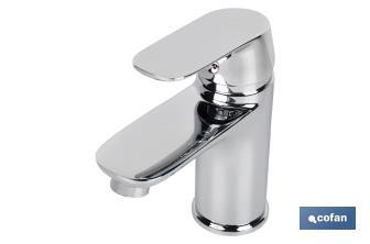 Grifo para Lavabo Monomando | Medida 40 mm | Modelo Rift | Fabricado en Latón con Acabado en Cromado y Mando en Aleación de Zinc - Cofan