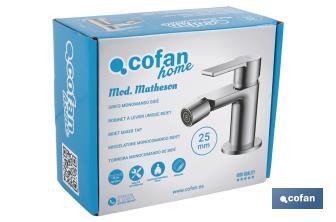 Single-Handle Bidet Mixer Tap | Size: 25mm | Matheson Model | Brass with Chrome-Plated Finish - Cofan