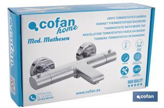 Torneira para Banheira | Termostática | Modelo Matheson | Fabricada em latão com Acabamento cromado e Manípulo em ABS - Cofan