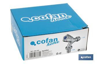 Pack de duas torneiras com saída de água para máquina de lavar roupa ou loiça | Fabricada em latão com acabamento cromado - Cofan