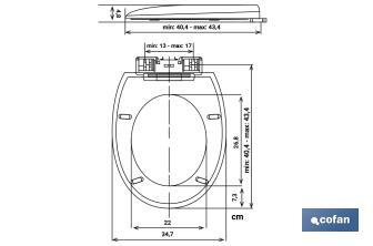 Abattant WC | Dimensions 41.9 x 34.7 cm | Modèle Atlin | Fabriqué en Polypropylène Blanc - Cofan