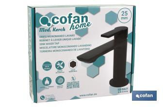 Single-handle mixer basin tap | Black bathroom fittings | Cartridge of 25mm - Cofan
