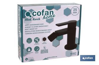 Miscelatore monocomando per bidet | Rubinetteria nera | Cartuccia da 25 mm - Cofan