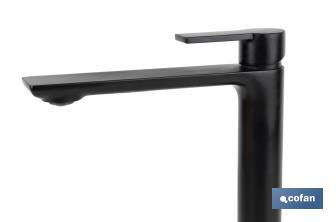 Miscelatore monocomando alto per lavabo | Rubinetteria nera | Cartuccia da 25 mm - Cofan