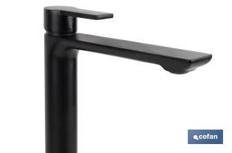 Single-handle tall mixer basin tap | Black bathroom fittings | Cartridge of 25mm - Cofan