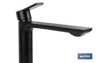 Single-handle tall mixer basin tap | Black bathroom fittings | Cartridge of 25mm - Cofan