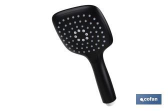 Shower kit | Black bathroom fitting | Hand-held shower head + hose + bracket included - Cofan